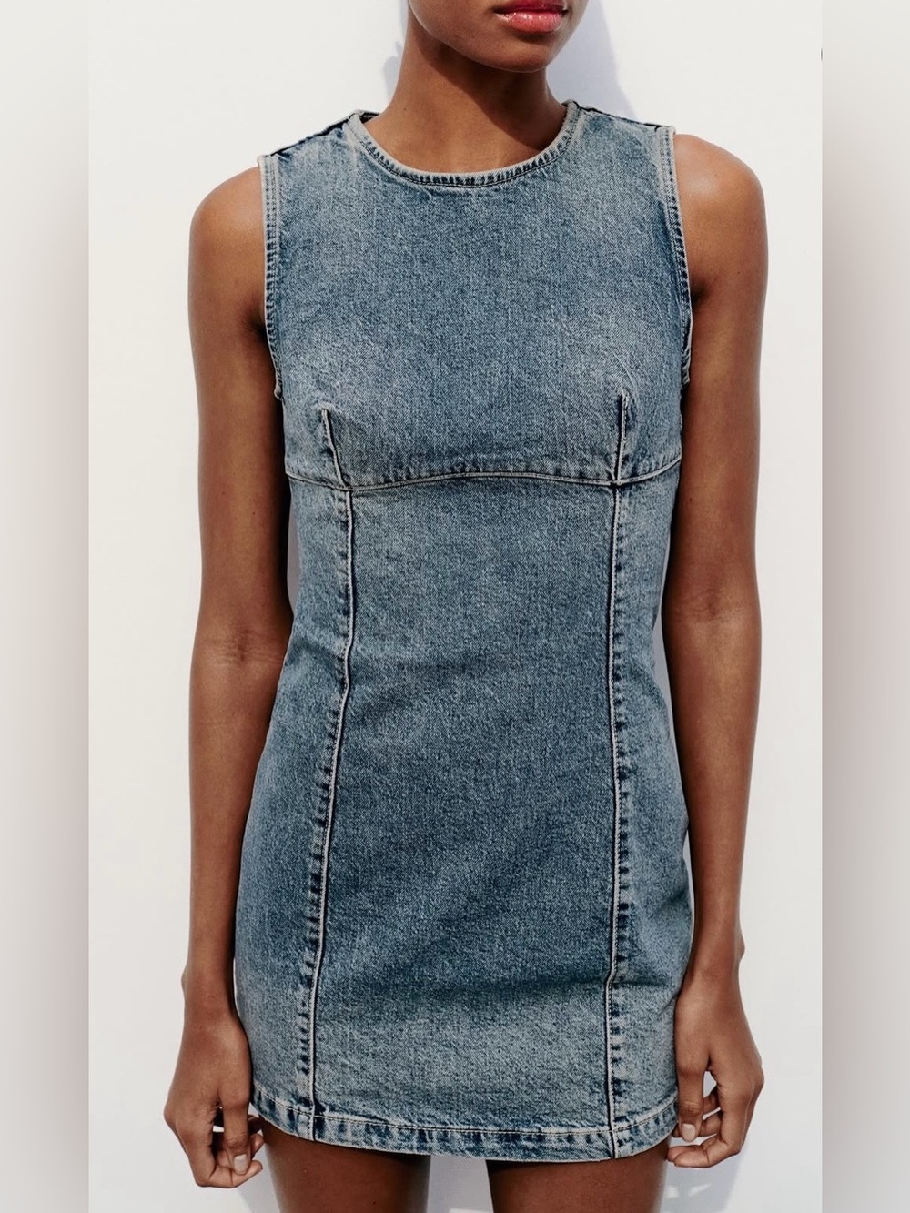 ZARA Sleeveless Blue Jean Denim Mini Dress Size XS